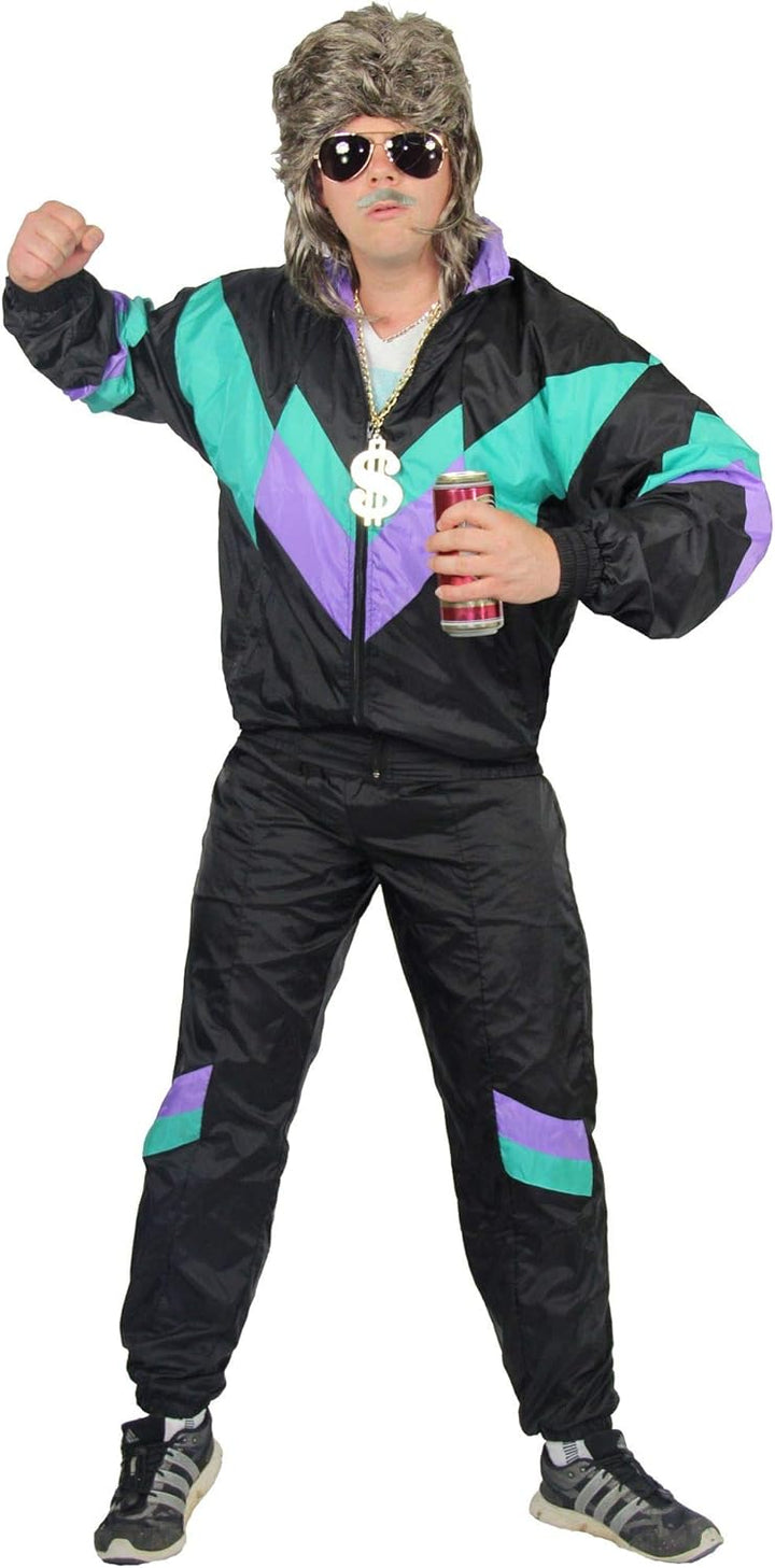 Foxxeo 80er Jahre Kostüm für Erwachsene Premium 80s Trainingsanzug Assianzug Assi - Herren Grösse S-