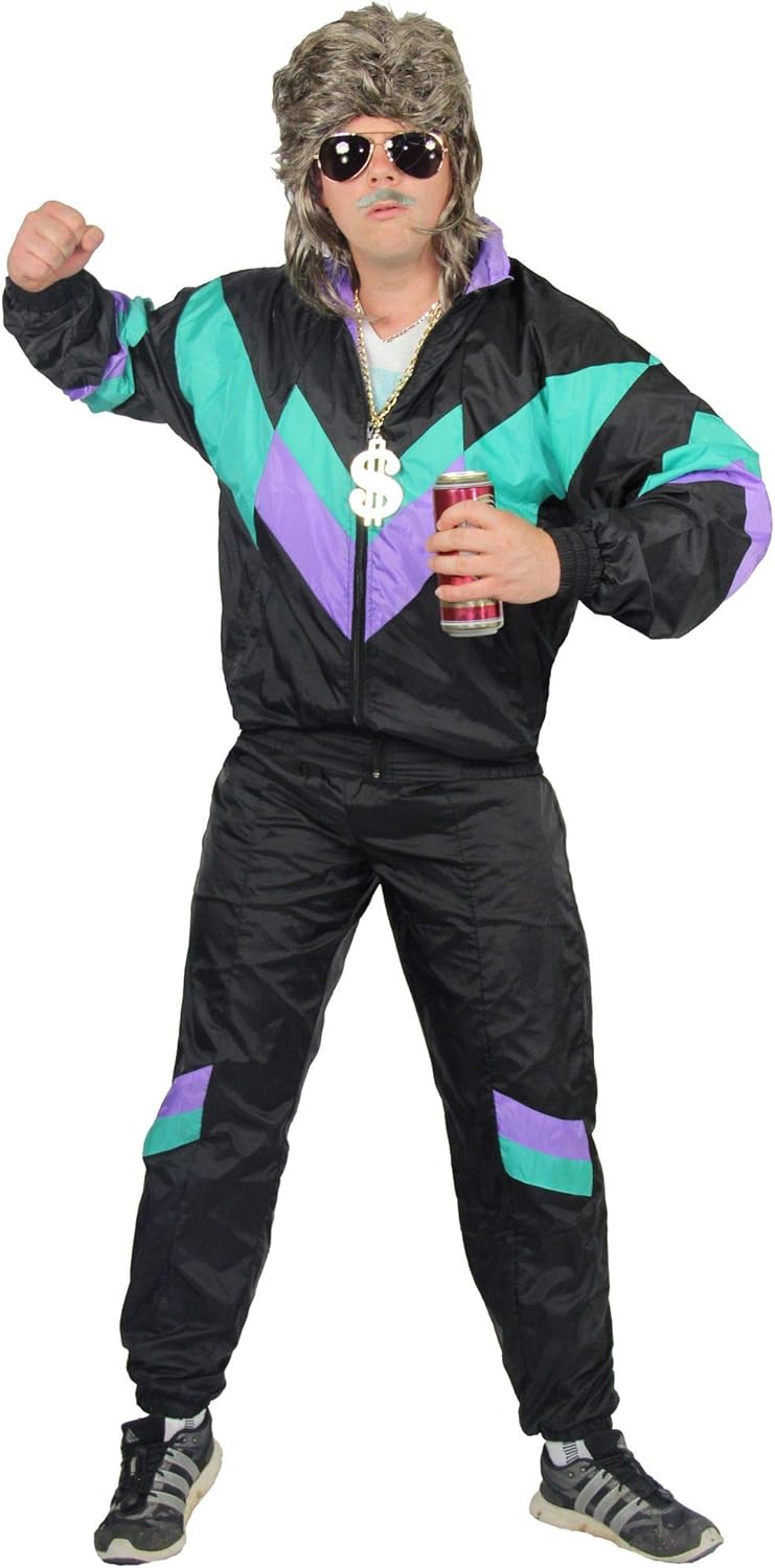 Foxxeo 80er Jahre Trainingsanzug Kostüm für Herren 80s Jogginganzug Assi Gr. S-XXL XS Premium, XS Pr