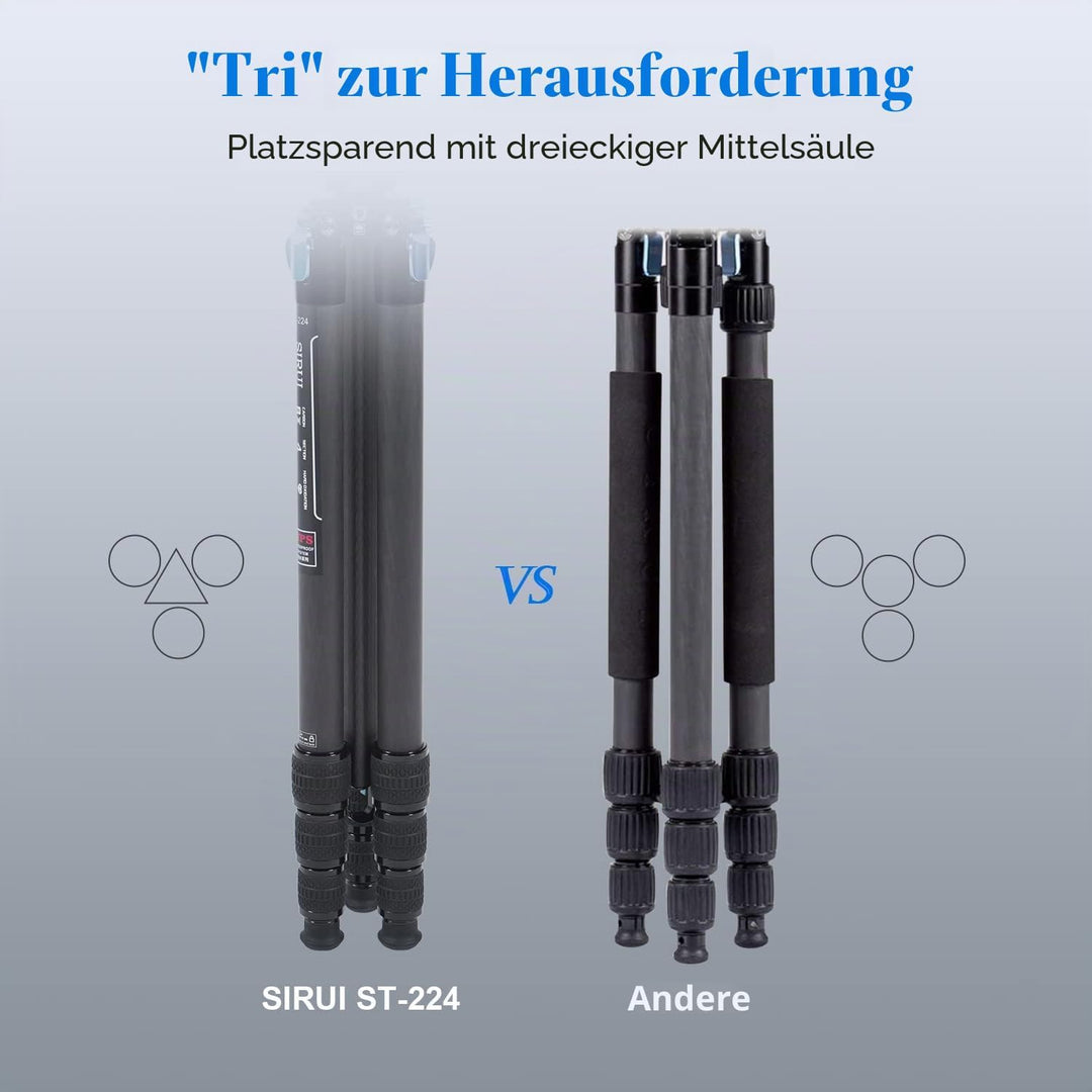 SIRUI Wasserdichtes Carbonfaser-Stativ, 175CM Professionelles Schwerlast-Kamerastativ mit dreieckige