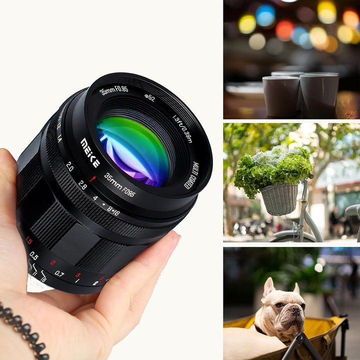 Meike 35mm f0.95 grosse Blende, manueller Fokus, kompatibel mit Panasonic Lumix M43 MFT Mount Digita