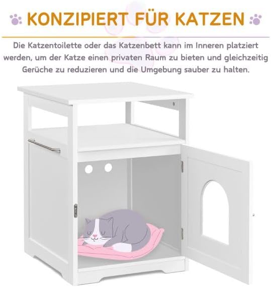 Yaheetech Katzenhaus, Katzenklo Schrank, katzenschrank für katzentoilette und kleine Katzen, Katzent