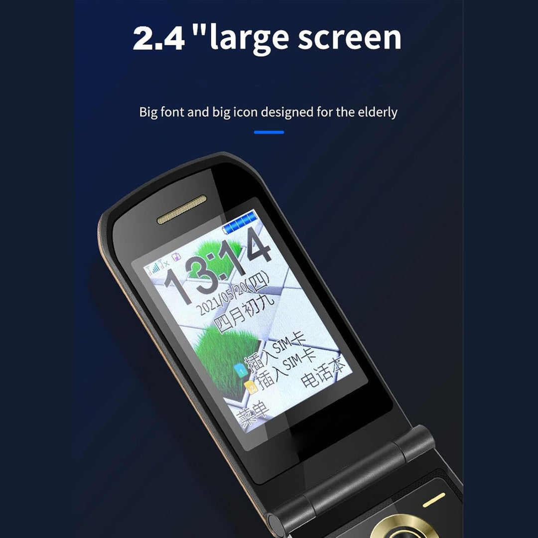 G9000 Flip Phone Entsperrtes GSM-Dual-SIM-Handy für Senioren (Gold)