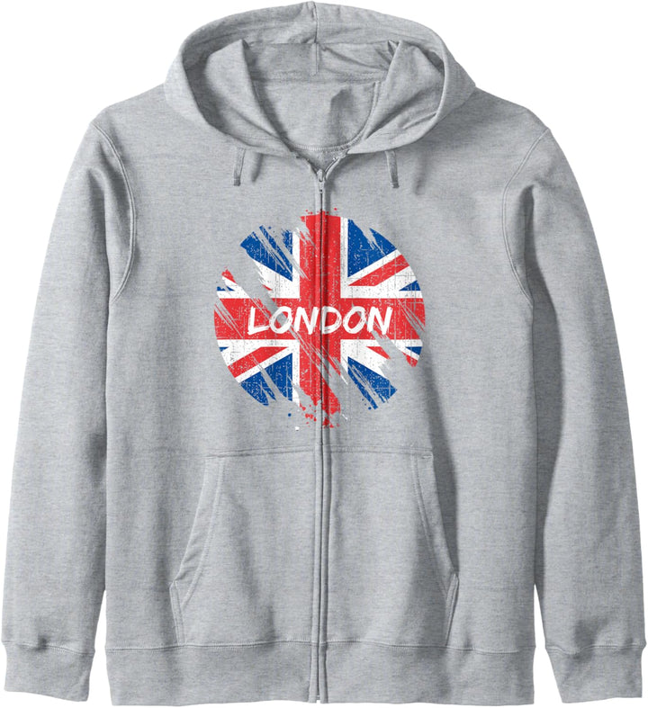 Grunge-T-Shirt mit britischem Union Jack, britische Flagge, London Souvenir Kapuzenjacke