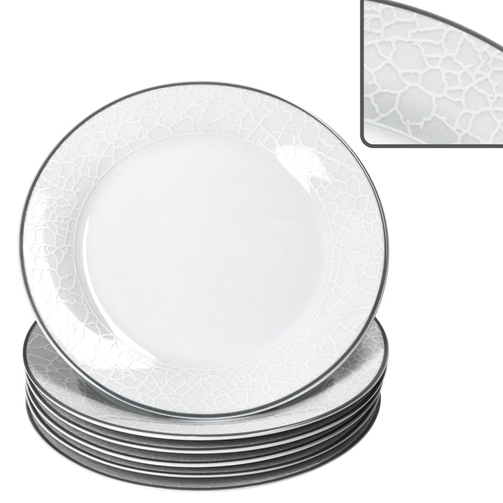 MamboCat 6er Set Venedig Kuchenteller I Ø 20,5 cm I weisses Elegantes Porzellan Geschirr I 6 Persone