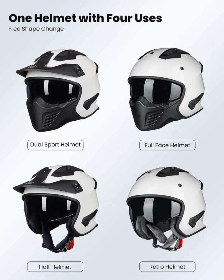 ILM Helm Motorrad Integralhelm Motocross Herren Damen Vintage Retro mit Visier ECE Model 726X XXL We