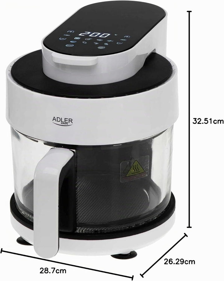 ADLER Air Fryer Backofen mit 3L Glasschale, Weiss