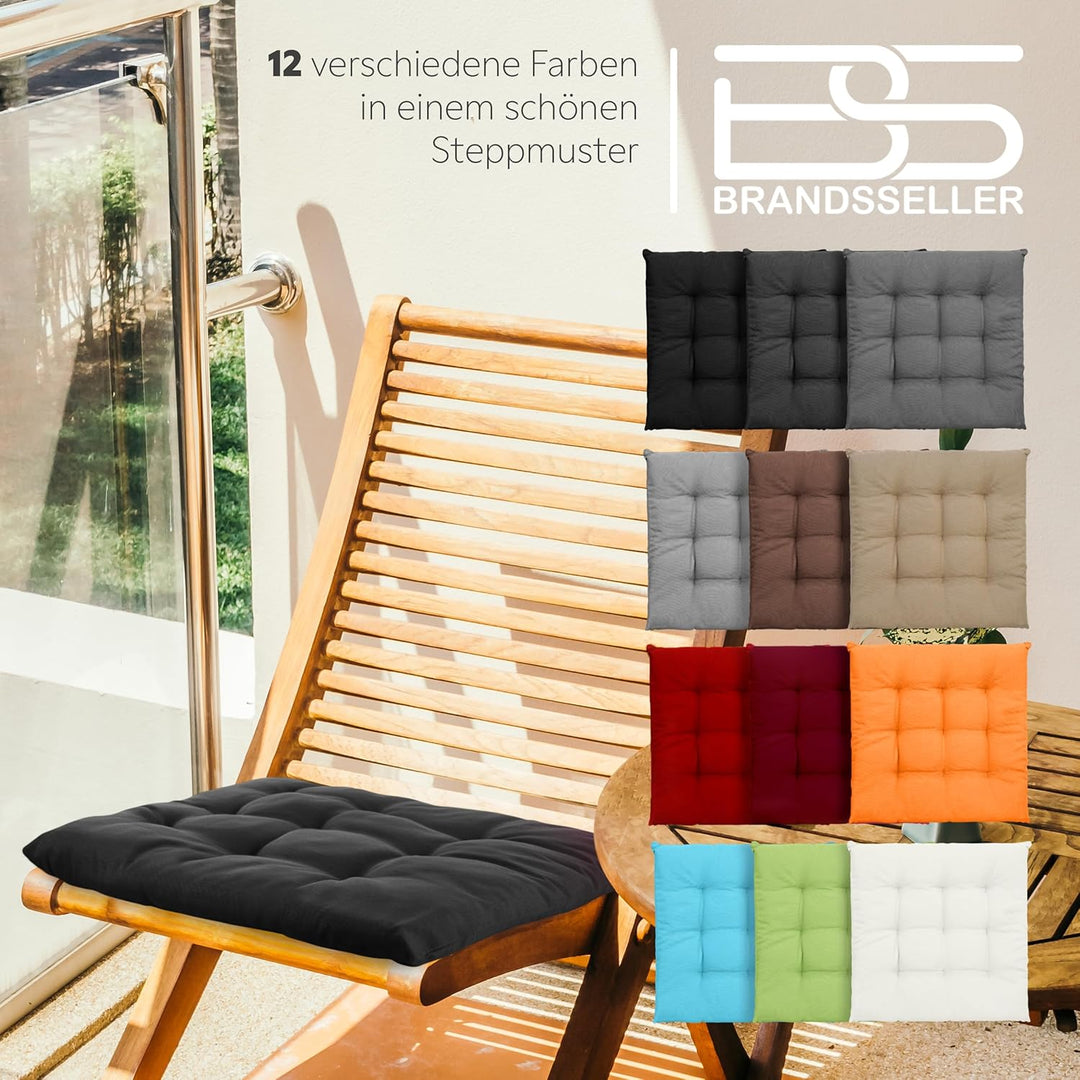 Brandsseller 6er Set Stuhlkissen 40x40 cm Sitzkissen Polster Stuhlauflage mit Haltebändern Dekokisse