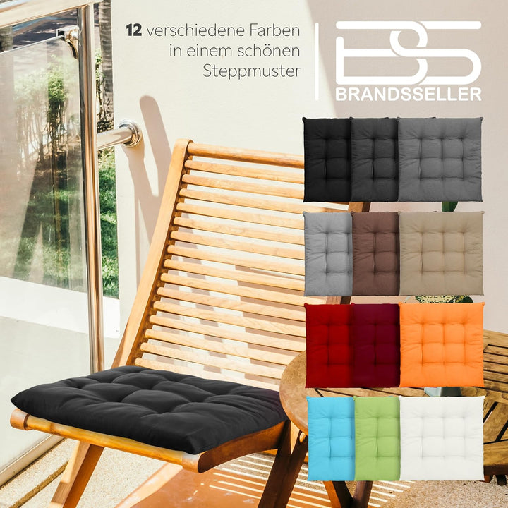 Brandsseller 6er Set Stuhlkissen 40x40 cm Sitzkissen Polster Stuhlauflage mit Haltebändern Dekokisse