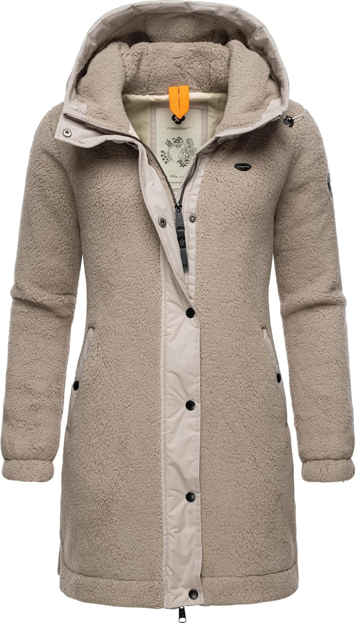 Ragwear Damen Fleecejacke Kurze Teddyfleece-Jacke warm mit Kapuze Cousy XS-6XL L Bone24, L Bone24