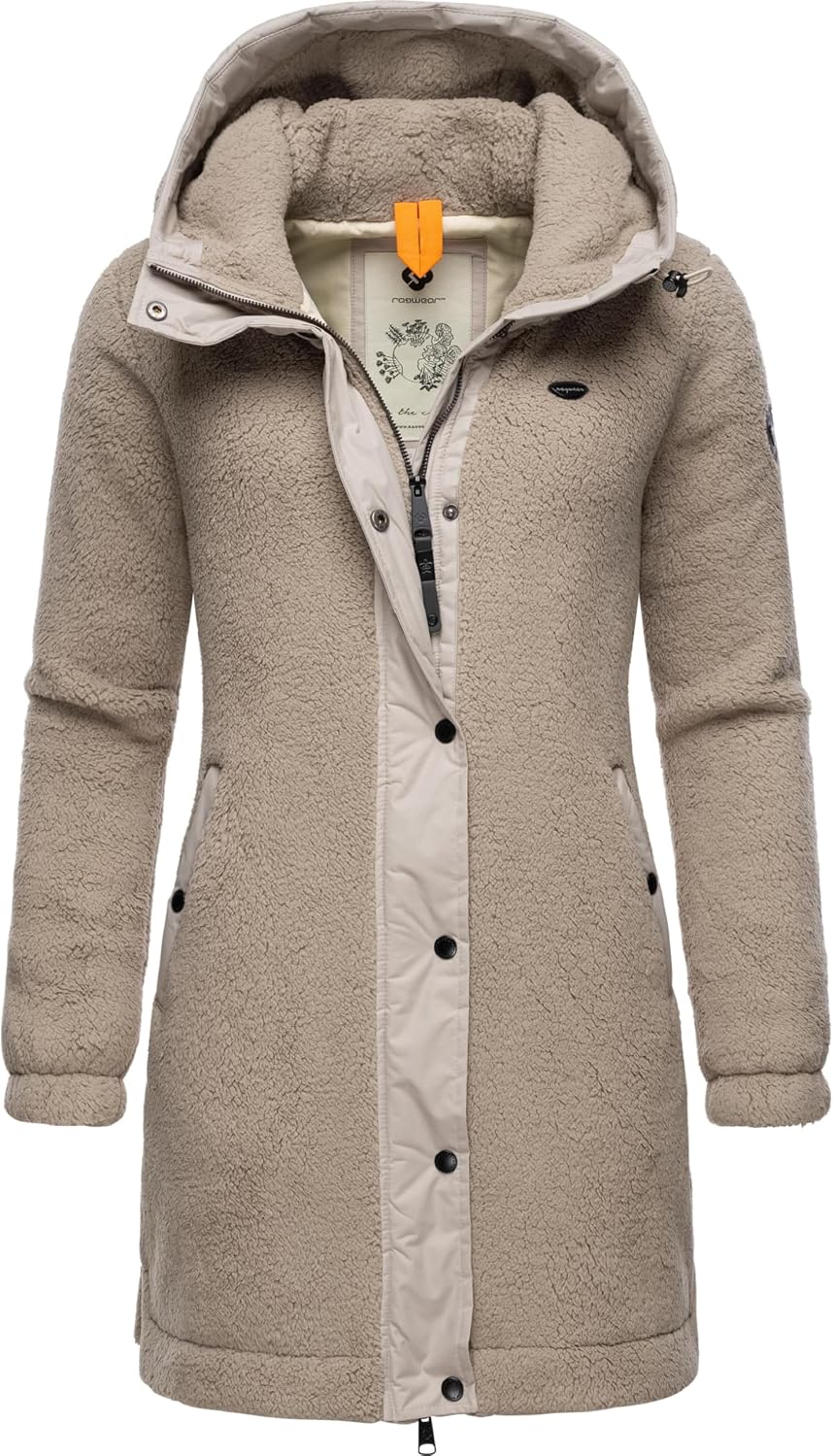 Ragwear Damen Fleecejacke Kurze Teddyfleece-Jacke warm mit Kapuze Cousy XS-6XL 3XL Bone24, 3XL Bone2