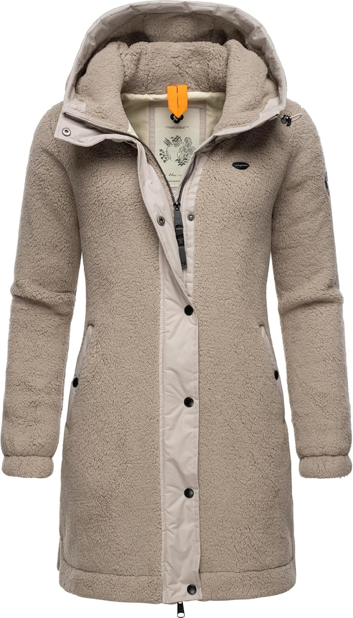 Ragwear Damen Fleecejacke Kurze Teddyfleece-Jacke warm mit Kapuze Cousy XS-6XL 3XL Bone24, 3XL Bone2