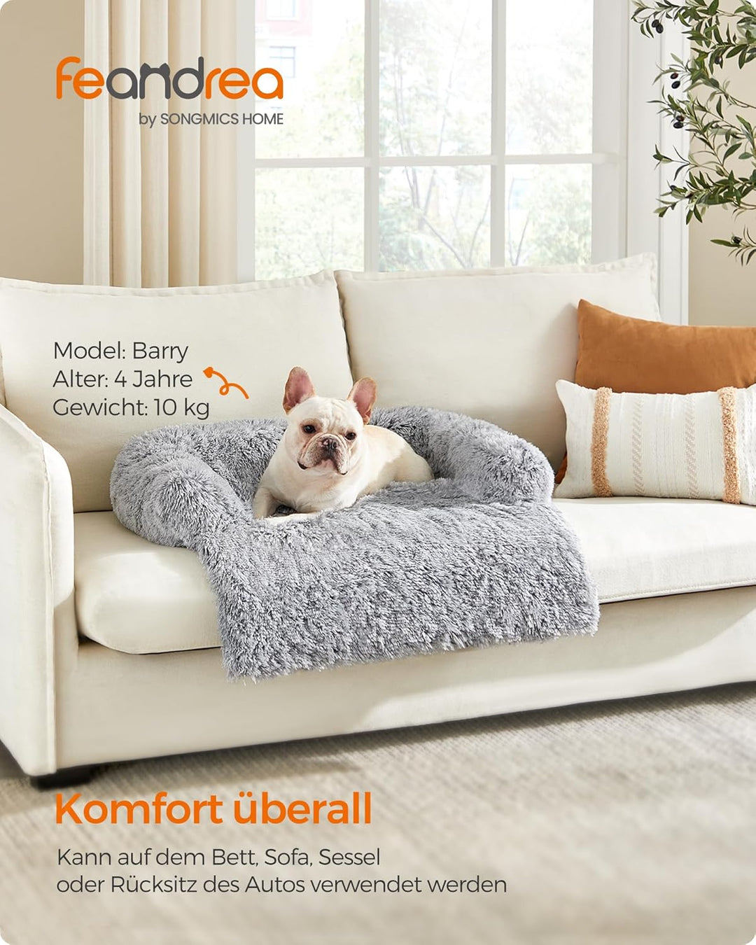 Feandrea FluffyHug Hundebett Plüsch, Hundedecke Sofa, Sofaschutz Hund, Hundekissen, Grösse M, für kl