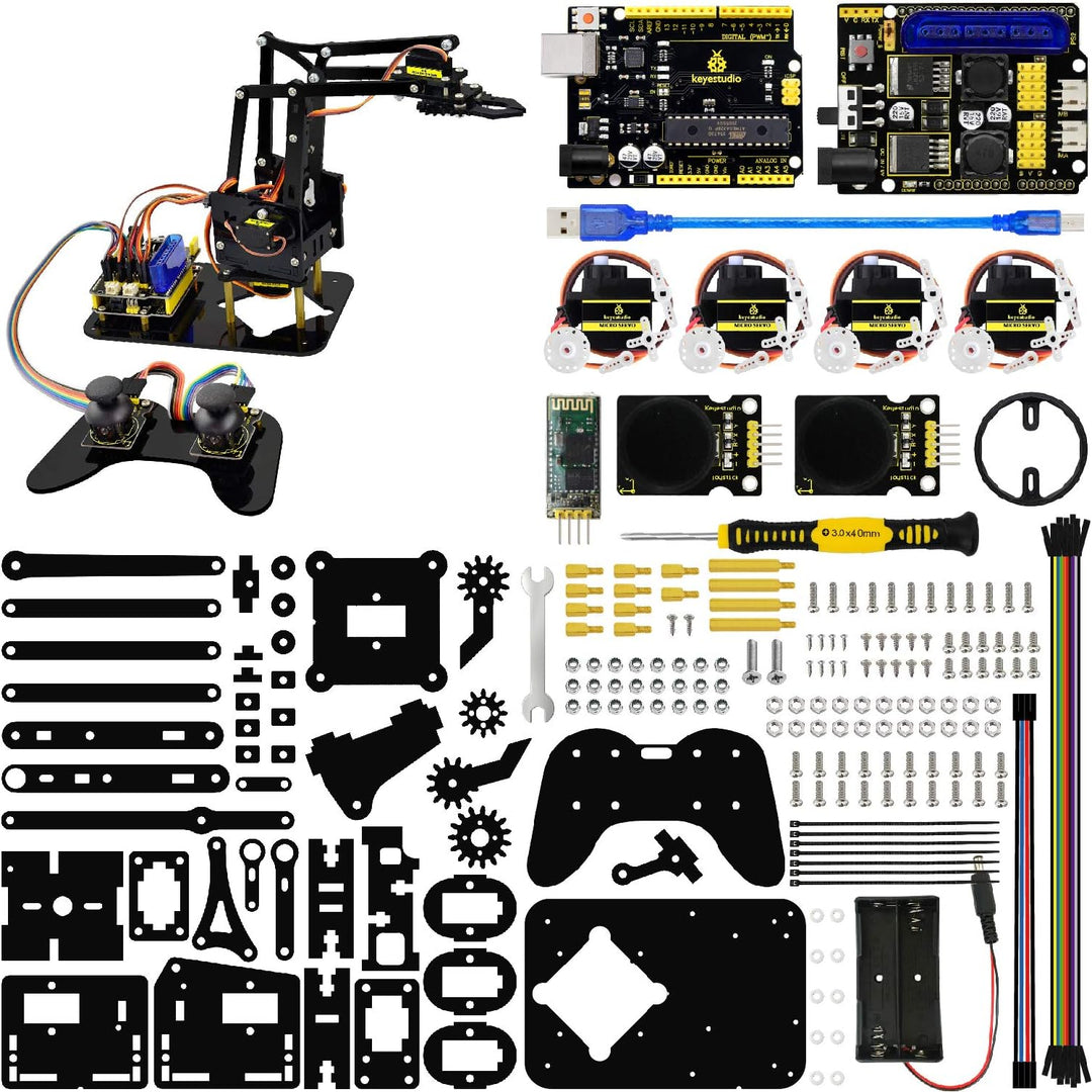 KEYESTUDIO Roboter Bausatz 4-Achsen Servo Steuerung Rollarm, Programmierbare für Arduino Roboter für