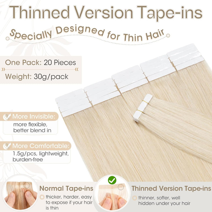 Elailite Tape Extensions Haarverlängerung - 20Stück Tape in Extensions Echthaar - Remy Real Human Ha