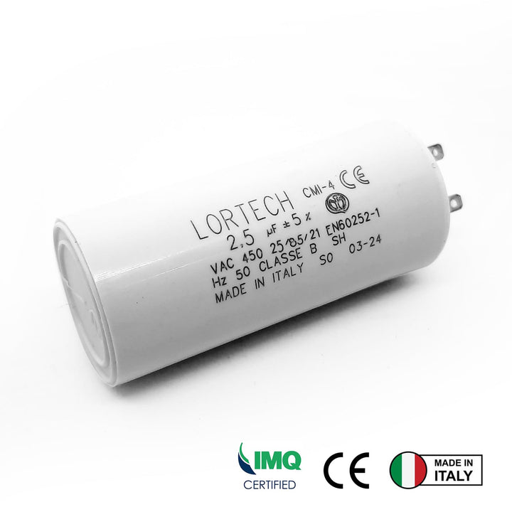 Kondensatoren für Rollladenmotor, 2,5 µF, 6 Nm, 2,8 mm, 5 Stück