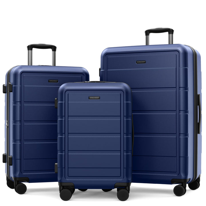 SHOWKOO Kofferset 3 Teilig Hartschale Leicht ABS+PC Erweiterbar Reisekoffer Haltbar Trolley Handgepä