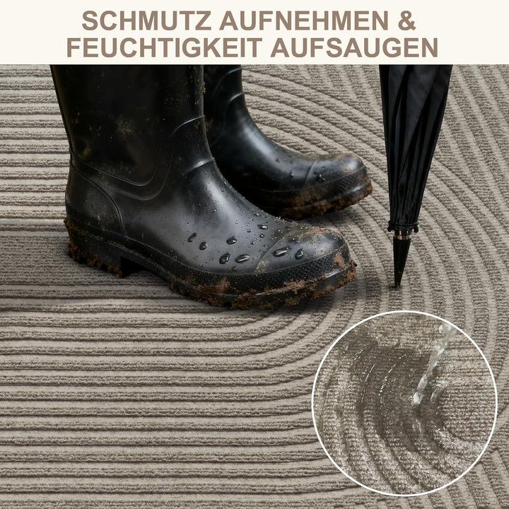 FEOMOS Fussmatte Innen Aussen 50x80cm, Rutschfeste Schmutzfangmatte mit Saugkraft, Fussmatte Waschba