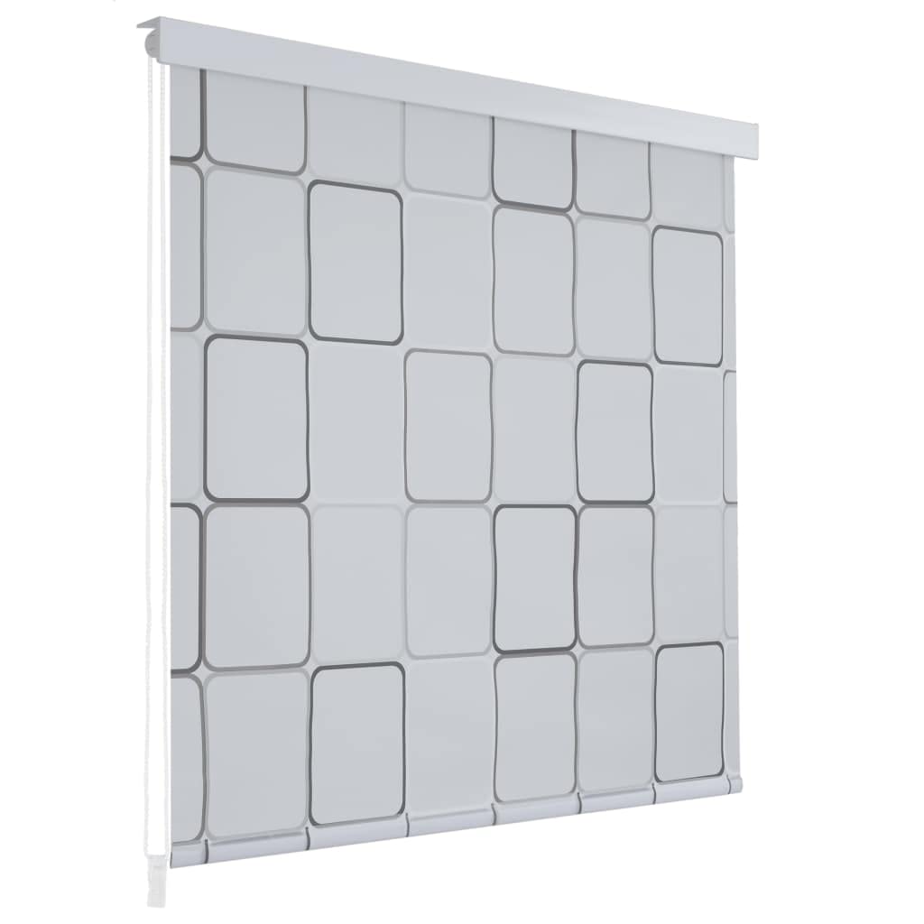 Gecheer Duschrollo Duschvorhang Rollo Badewannenvorhang 100 x 240 cm Quadratmuster