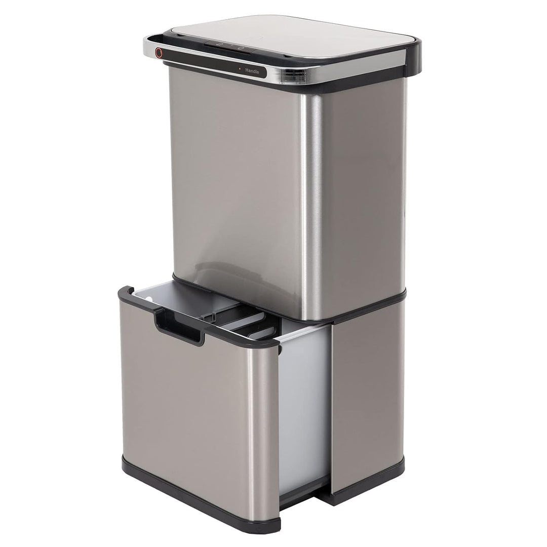 SVITA Sensor-Mülleimer 60L Aktivkohle- und Selbstreinigungs-Funktion Edelstahl Silber, Silber