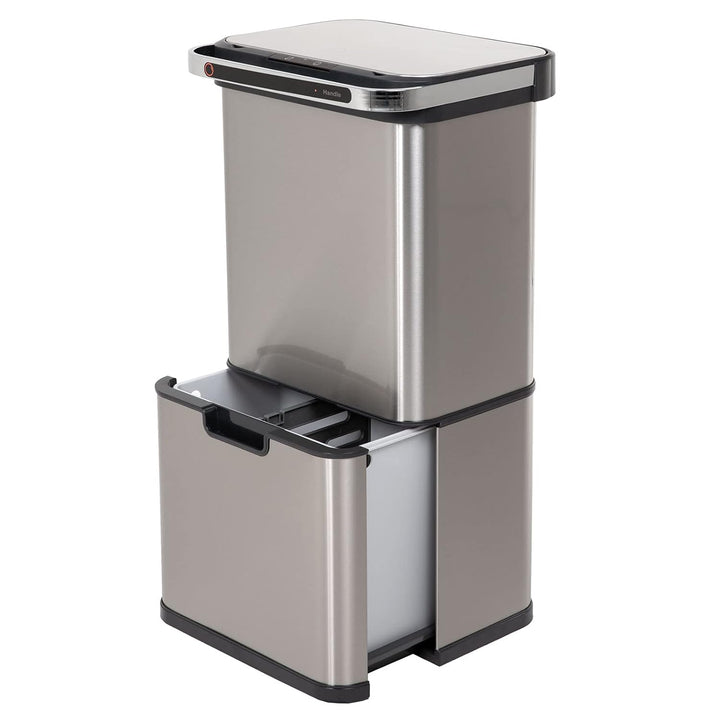 SVITA Sensor-Mülleimer 60L Aktivkohle- und Selbstreinigungs-Funktion Edelstahl Silber, Silber
