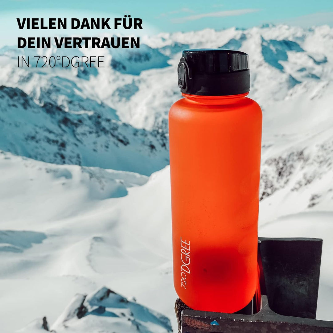 720°DGREE Trinkflasche 1l “uberBottle“ softTouch +Früchtebehälter - BPA-Frei - Schlanke Wasserflasch