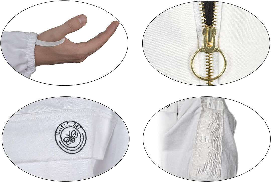 Humble Bee 410 Polycotton-Imkeranzug mit Rundschleier Kristall Weiss XS, Kristall Weiss XS