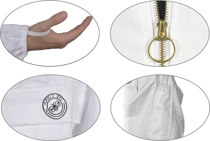Humble Bee 410 Polycotton-Imkeranzug mit Rundschleier Kristall Weiss XS, Kristall Weiss XS