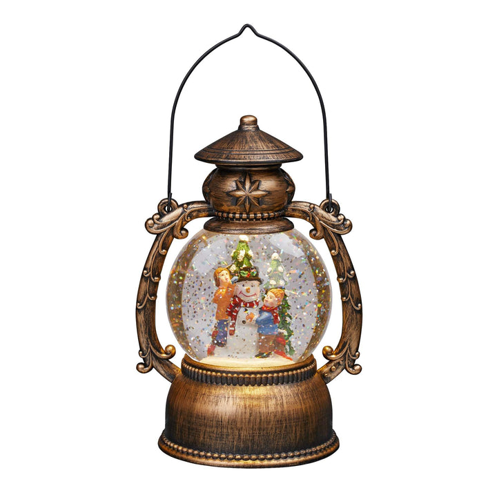 Hellum LED Laterne, Schneekugel Weihnachten mit Schneemann Motiv, 14x20cm leuchtende Weihnachtslater