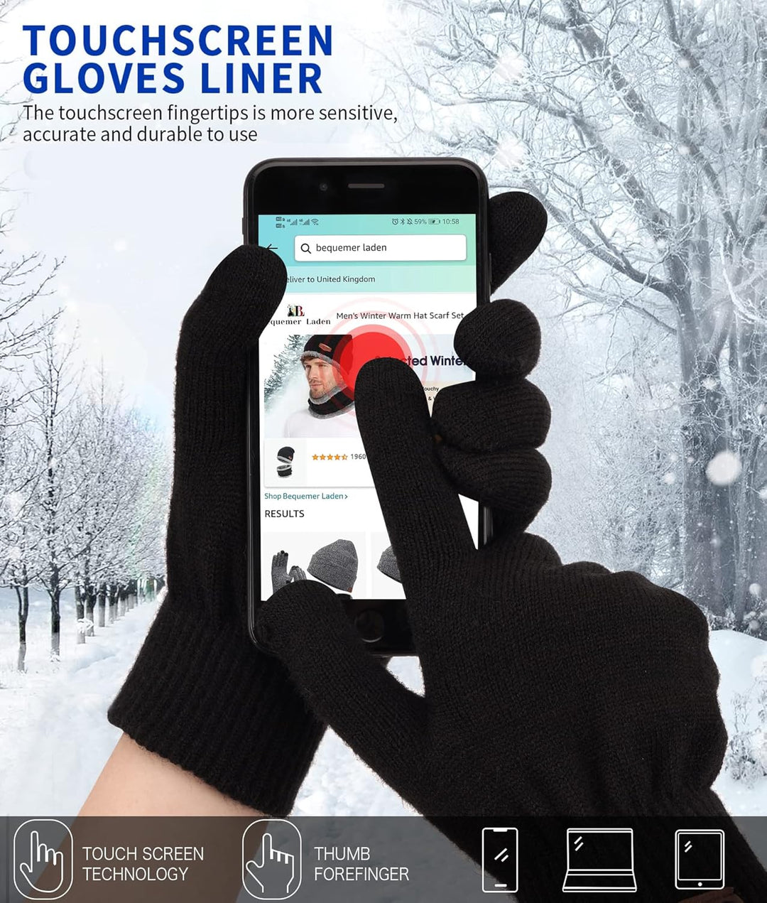 Bequemer Laden Damen Winter Warm Touchscreen Handschuhe Thermo Winterhandschuhe Kaschmir Strickhands