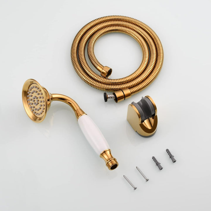 CIENCIA Duschkopf Messing Handbrause Hochdruck Duschbrause 1/2 zoll Gold Handbrause mit Schlauch und