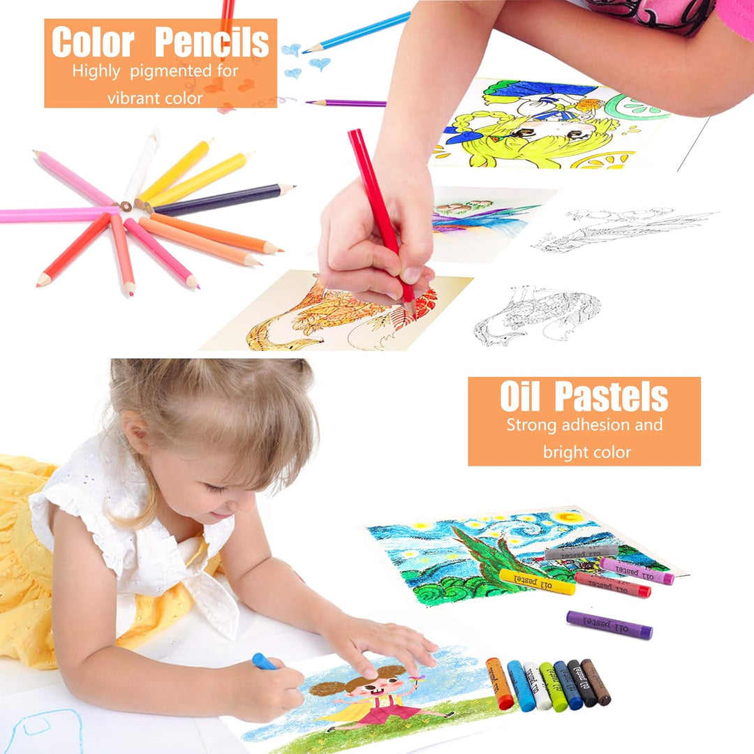 KINSPORY Premium Malkoffer Deluxe 278-teilig Malset für Kinder Anfänger Tolles Buntstifte Set, Wasse
