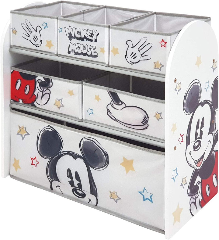 ARDITEX – Organizer aus Holz mit 6 Textilboxen mit Mickey-Mouse-Motiv von Disney – 62x30x60cm – Farb