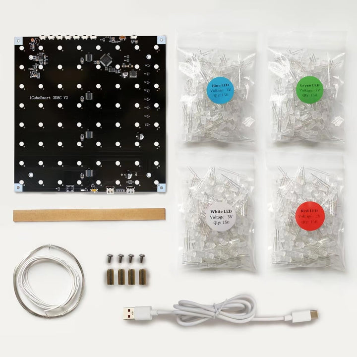 8x8x8 Led Cube Kit Led Löt Bausatz 8x8x8 DIY Elektronik Bausatz Schweissprojekt-Kit (3D8C-MULTI4)