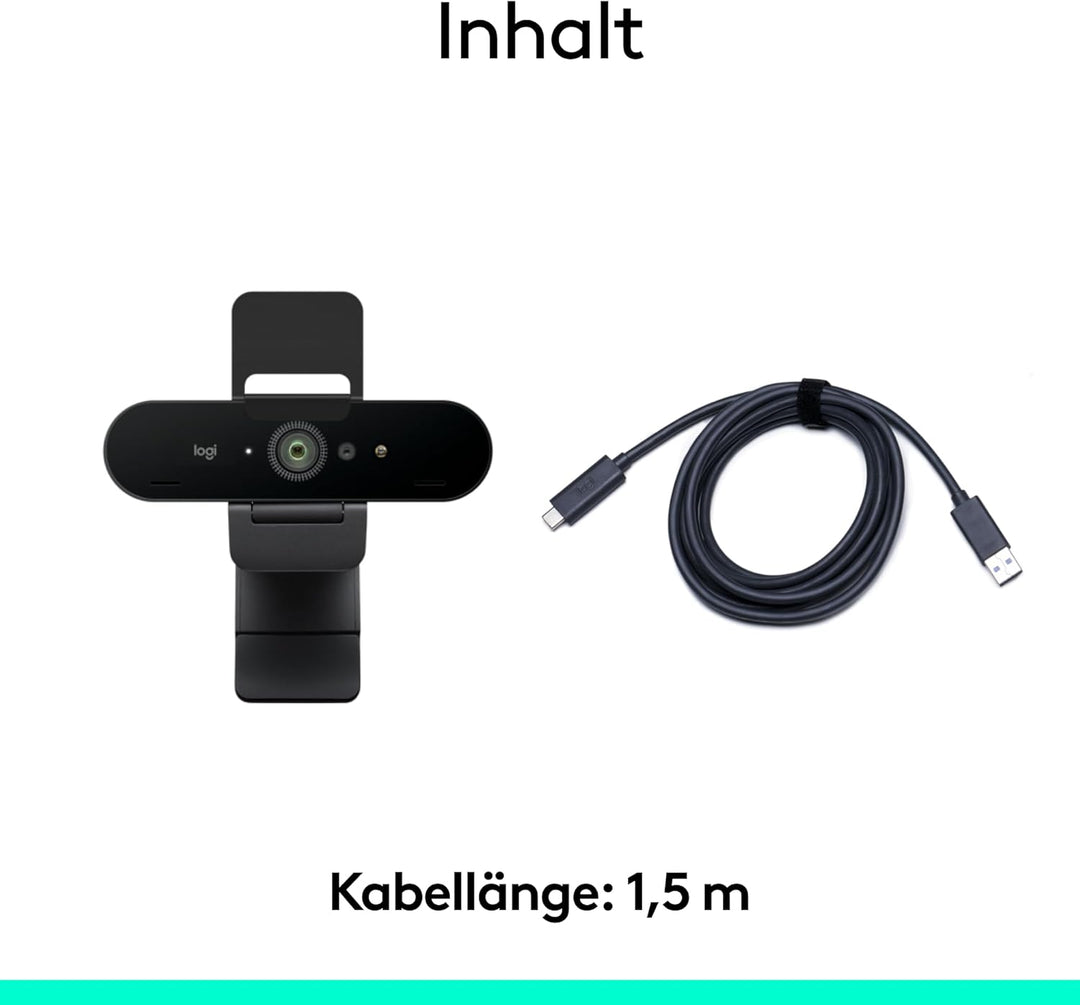 Logitech Brio 4K-Webcam for Business, biometrische Anmeldung mit Windows Hello, automatische Beleuch