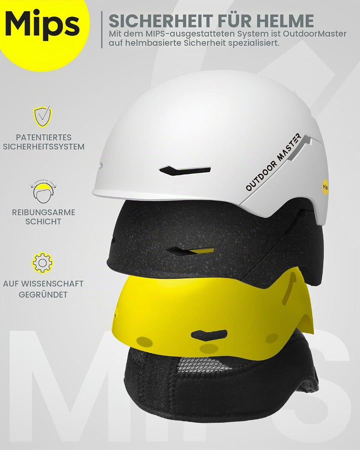 OutdoorMaster ELK MIPS Skihelm - Schneesporthelm Snowboardhelm für Männer Frauen &amp; Jugend Perlweiss