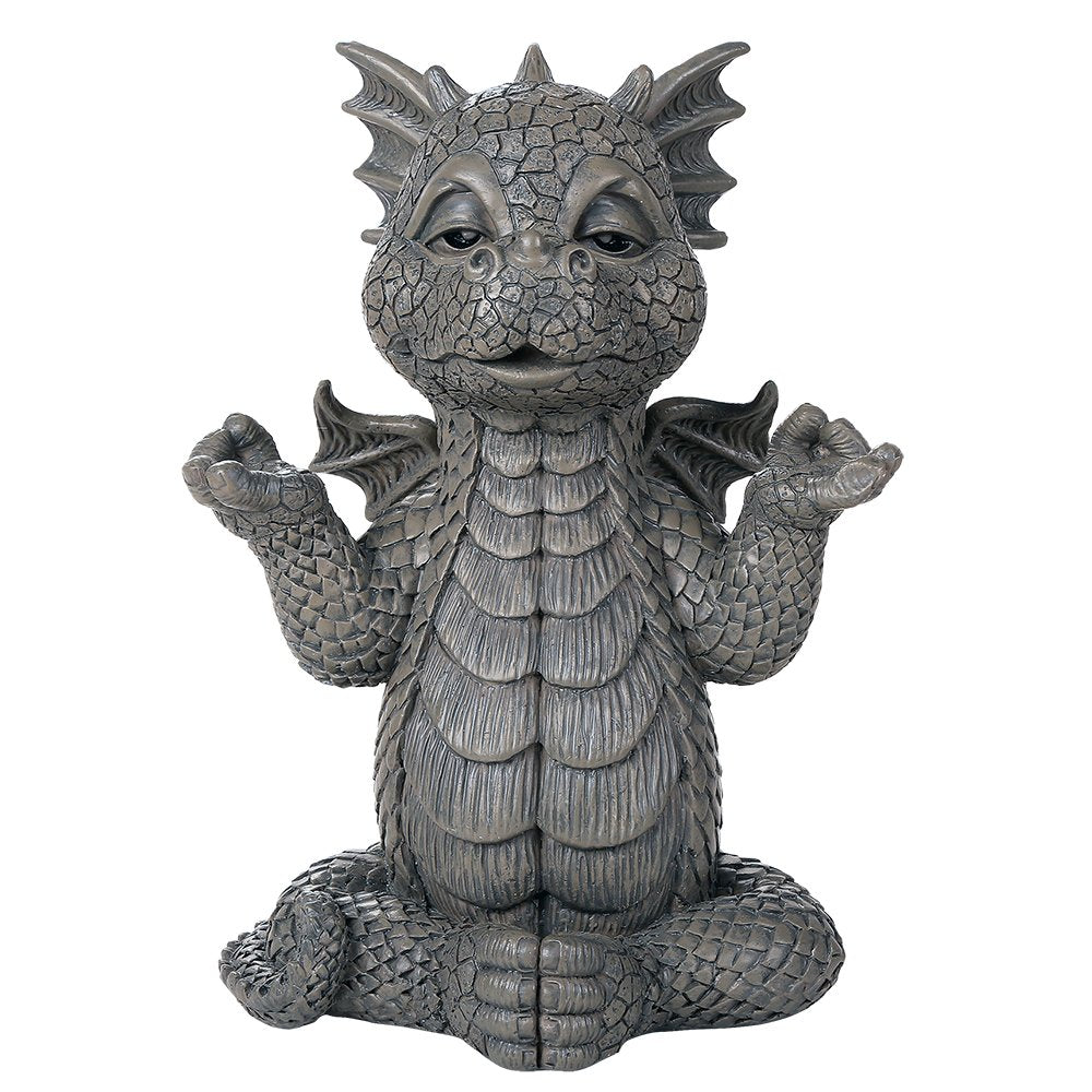 Pacific Giftware Drachen Gartenfigur Meditation 26 cm - Gartendrache Fantasy Deko Statue