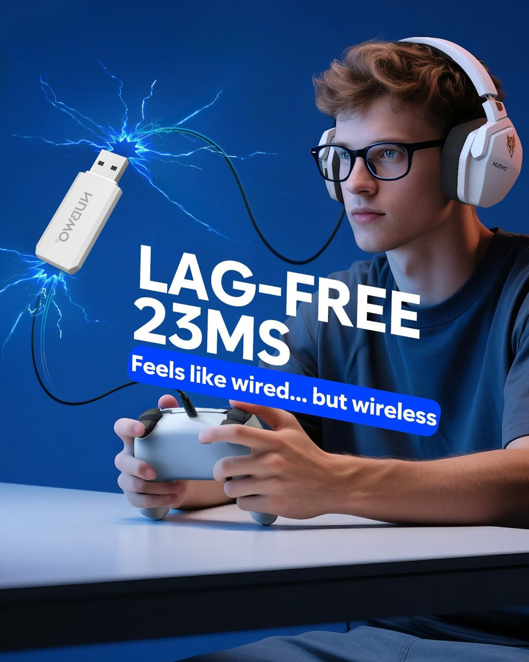 NUBWO G06 Wireless Gaming Headset für PS5, PS4, PC, Rauschunterdrückung über Ohr-Gaming-Kopfhörer mi