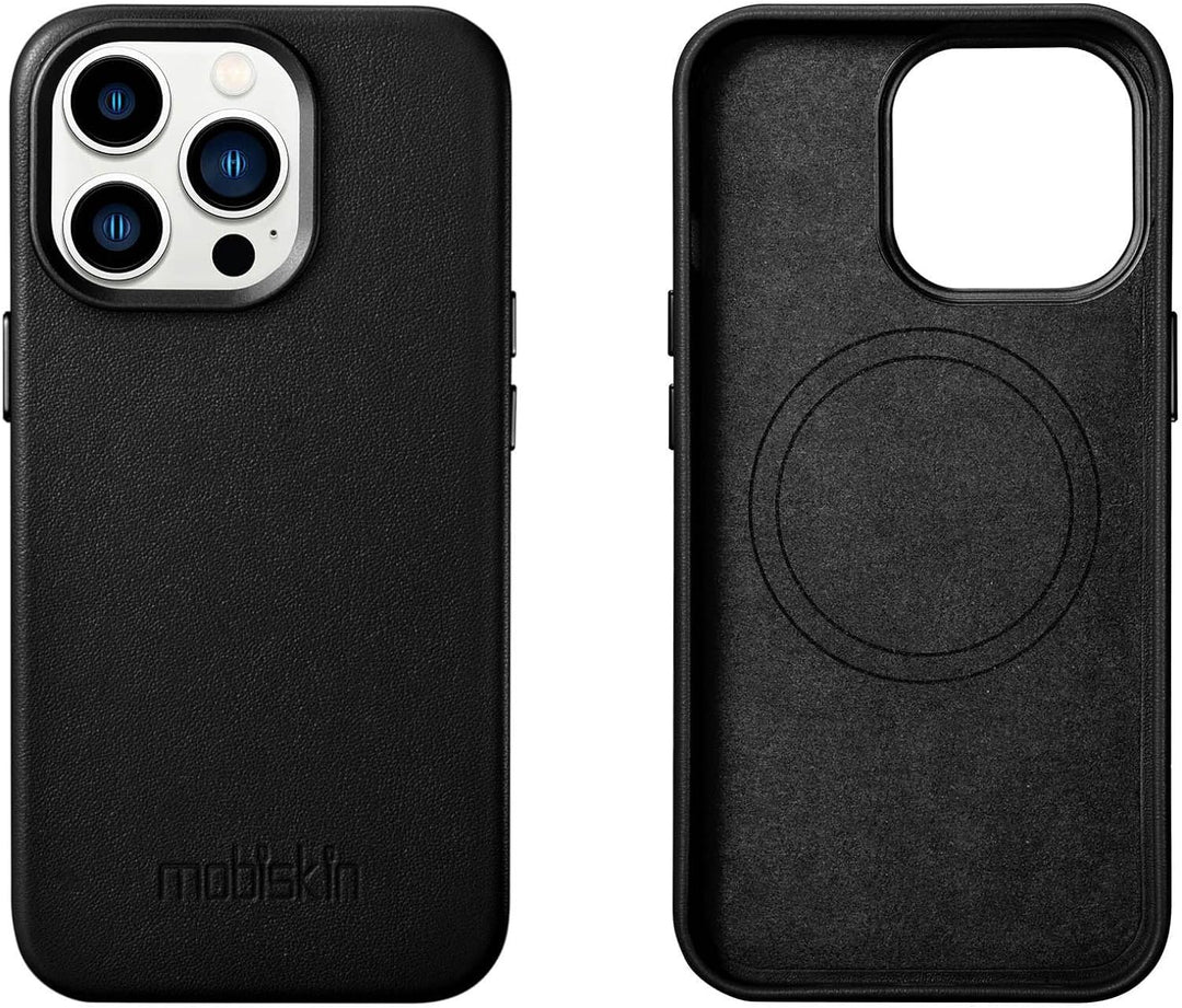 Mobiskin Hülle kompatibel mit Apple iPhone 14 PRO (6,1 Zoll), Handyhülle mit echtem Leder, Case, Sch