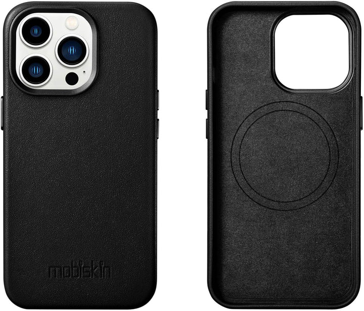 Mobiskin Hülle kompatibel mit Apple iPhone 14 PRO (6,1 Zoll), Handyhülle mit echtem Leder, Case, Sch