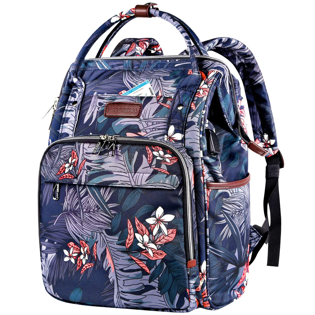 VANKEAN 15.6 Zoll Laptop Rucksack Damen Floral | Wasserdichter Schulrucksack Tagesrucksack Laptop Ta