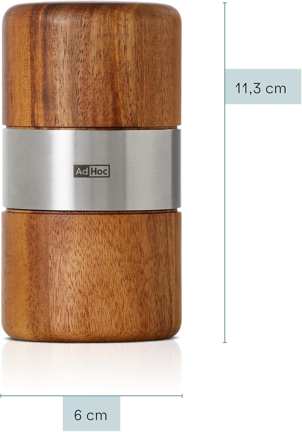 AdHoc PM70 Muskatmühle Muskato | innovative Holzmühle für edle Muskatnüsse | mit original PreciseCut