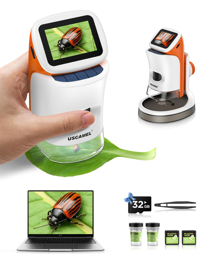 Mikroskop für Kinder mit Stand: Digitales Handmikroskop 100 – 1000 x: LCD-Display 4 K, 2,0 Zoll, USB