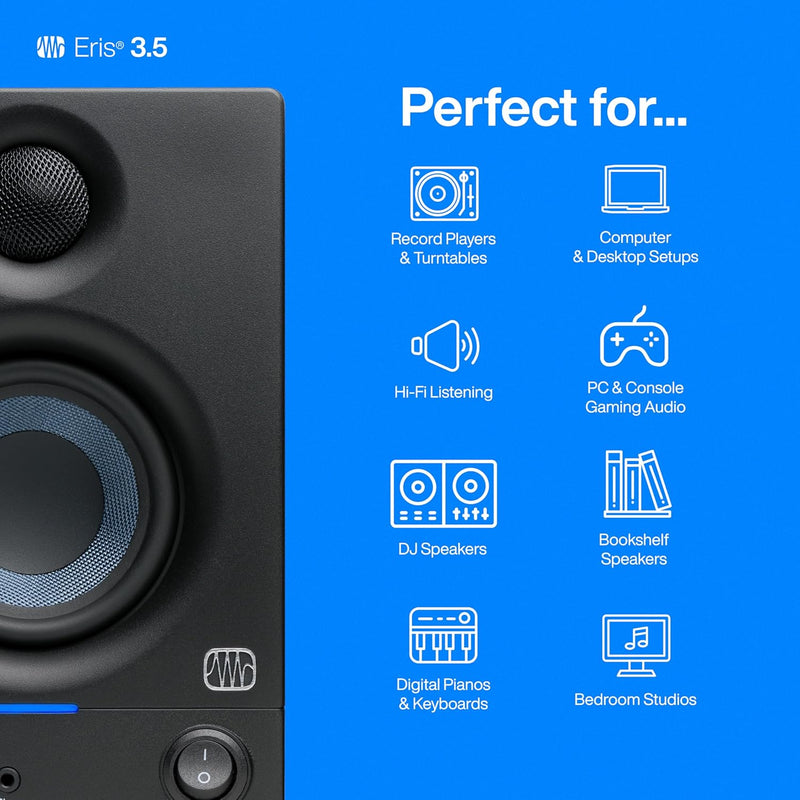 PreSonus Eris 3.5 Gen 2 – 3,5" Desktop-Aktivlautsprecher für Multimedia, Gaming und Musikproduktion
