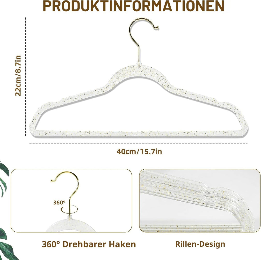 Kleiderbügel Kunststoff 20 Stück, Bügel Platzsparend, Rutschfest 0,4cm Dick, 41cm Breit, Hemdenbügel