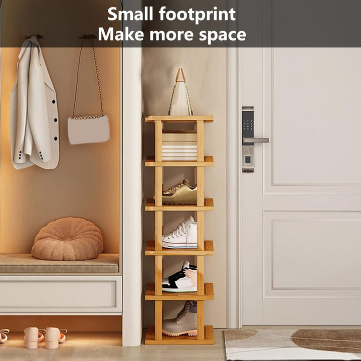 Platzsparendes Schuhregal mit 5/7/8 Ebenen - Abnehmbarer Holz-Schuhturm, Vertikal für Eingang, Flur