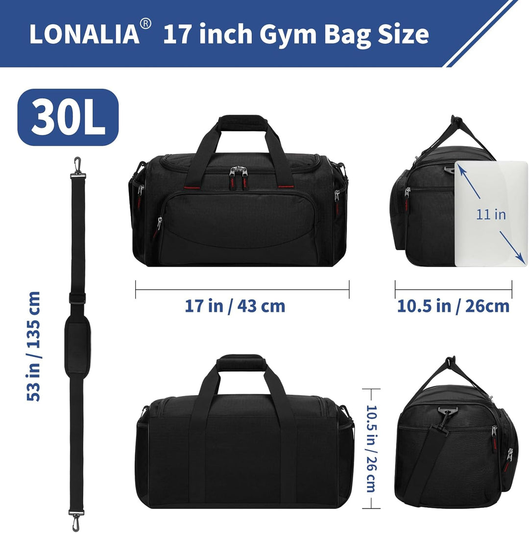 30L Kleine Sporttasche Reisetasche - 43x26x26cm Handgepäck Weekender Gym Tasche für Sport Training U