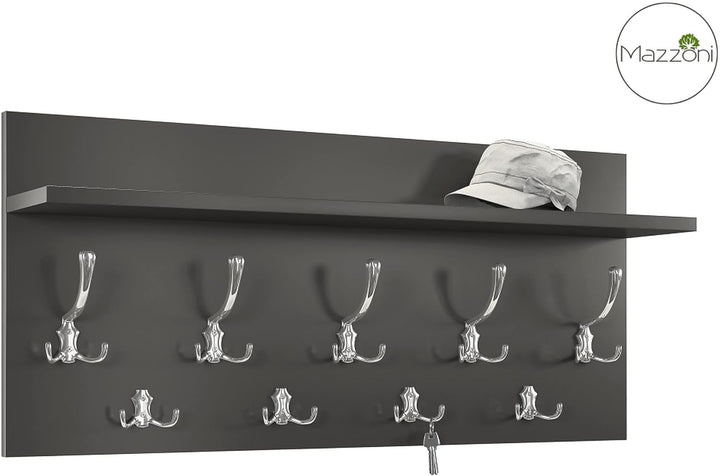 Design Garderobe Garderobenpaneel 90 x 40 cm Anthrazit matt - Edelstahloptik mit Hutablage Kleiderha