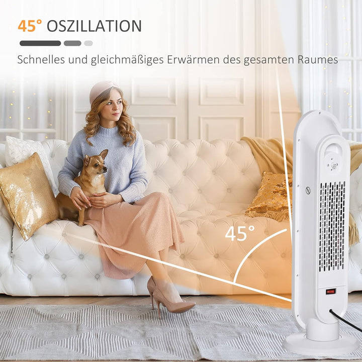 HOMCOM Heizgerät Heizlüfter 2000W Elektroheizer Keramik Heizturm mit Fernbedienung 24-Stunden-Timer