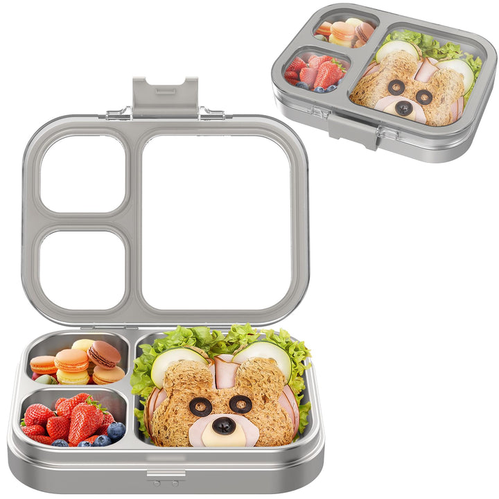 VITONIS Edelstahl Brotdose Lunchbox mit 3 Fächern, Bento Lunch Box Kinder Auslaufsicher BPA frei, Sp