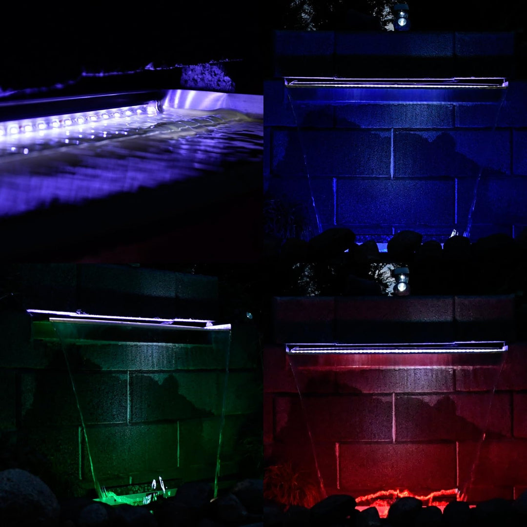 Köhko Wasserfall-Set Akaka (Länge 50 cm) aus Edelstahl matt 24303 - Komplett-Set inkl. Pumpe und Bec